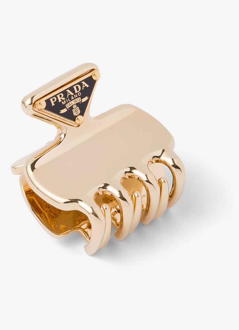 Prada - Metal haarclip met logo - Goud