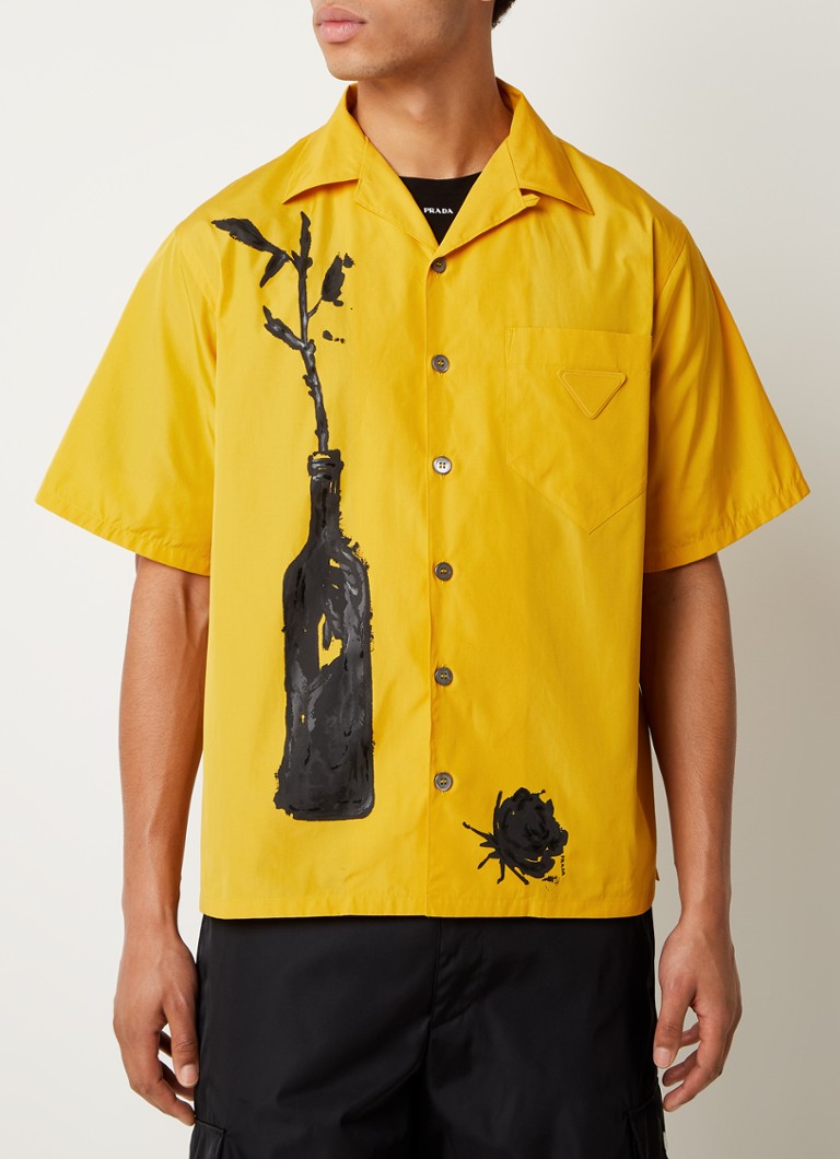 Prada - Oversized overhemd met print  - Lichtgeel