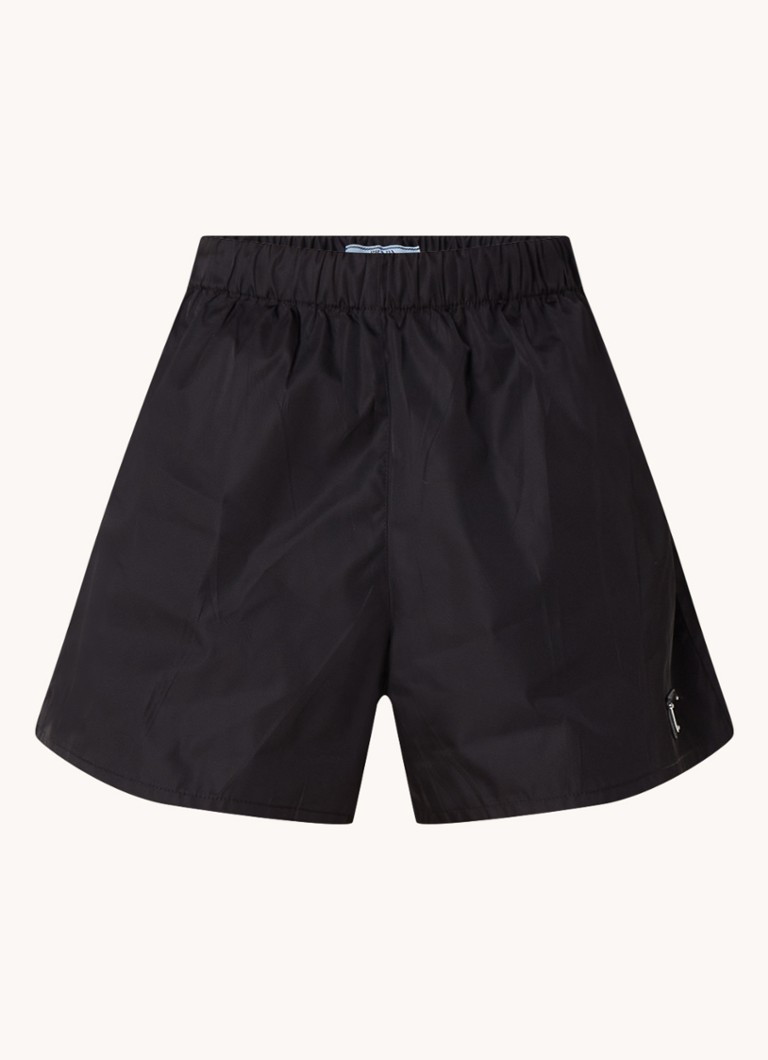 Prada Re-Nylon high waist wide fit shorts met logo • Zwart • de