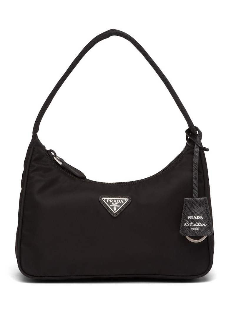Prada Re-Nylon Re-Edition 2000 Mini schoudertas met logo • Zwart • de Bijenkorf