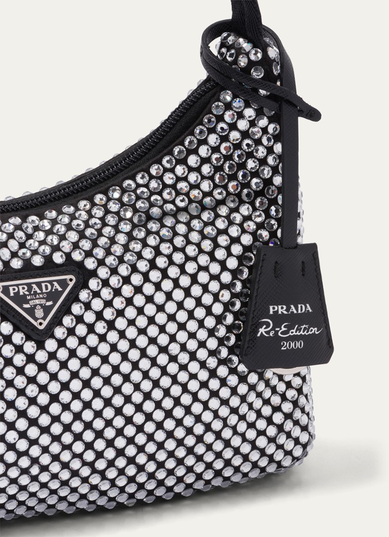 schijf intellectueel Dialoog Prada Satin handtas met strass • Zwart • de Bijenkorf