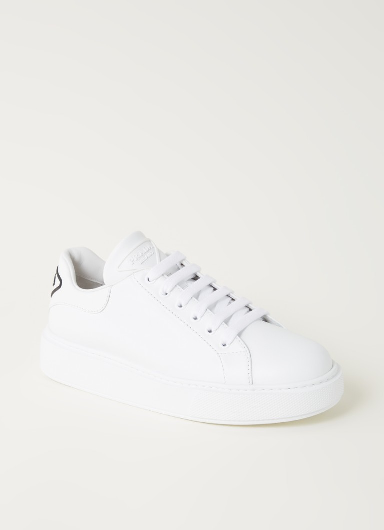 Prada Sneaker van kalfsleer met • Wit • Bijenkorf