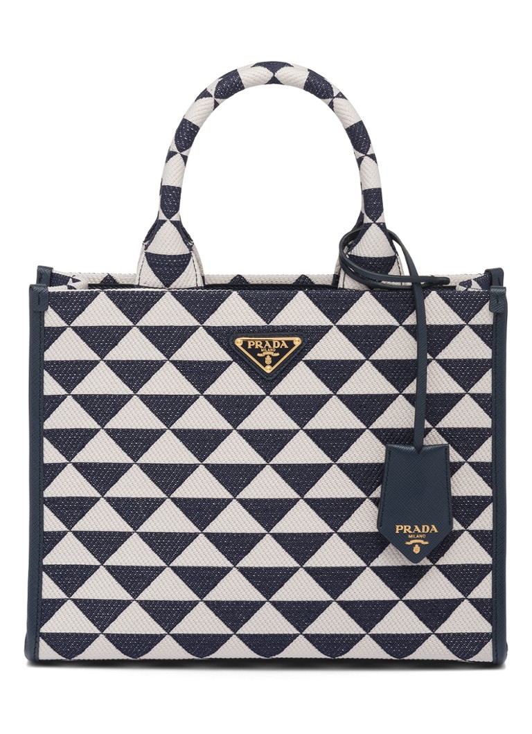 Prada - Symbole Small handtas met leren details - Donkerblauw