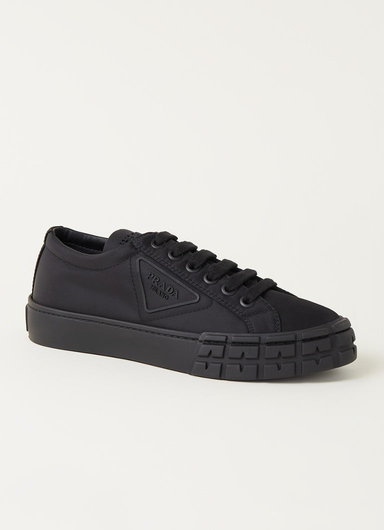 Prada Wheel Re-Nylon sneaker met logo ⢠Zwart ⢠de Bijenkorf