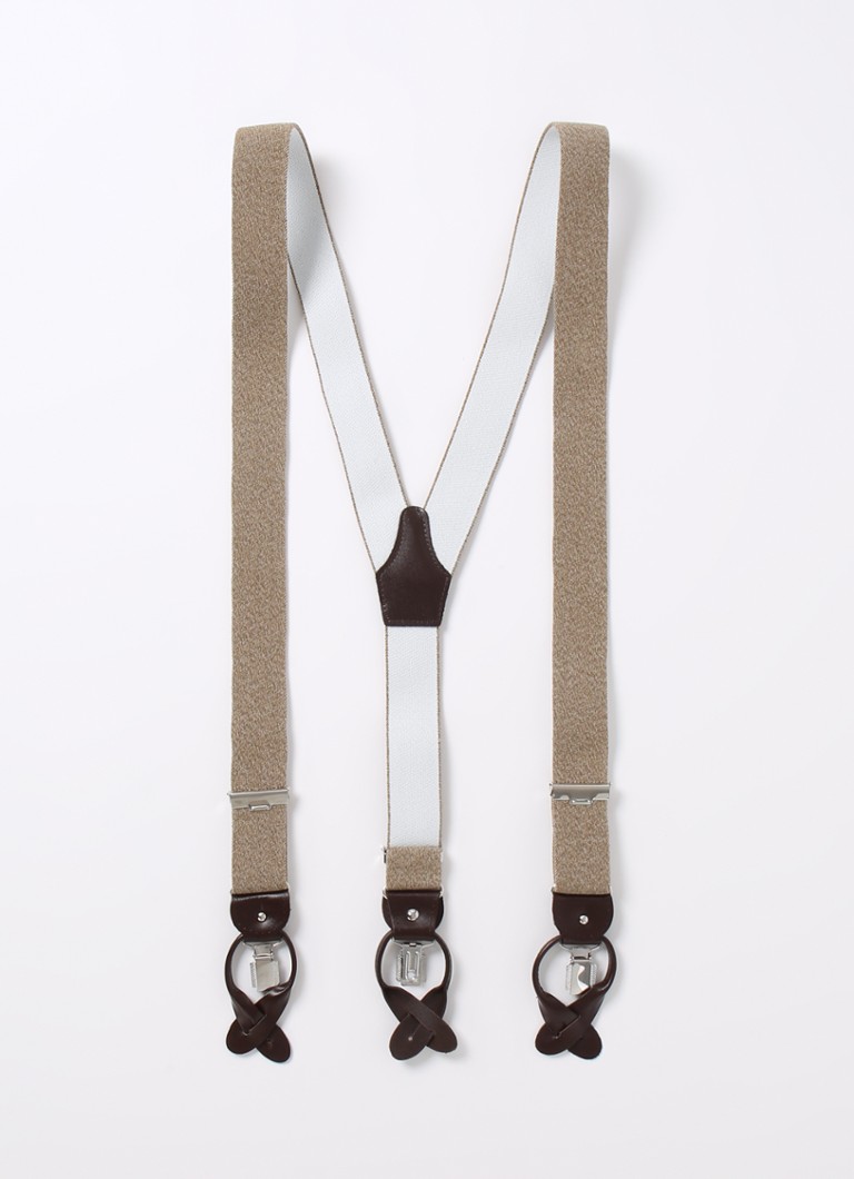 Profuomo - Bretels met leren details - Beige