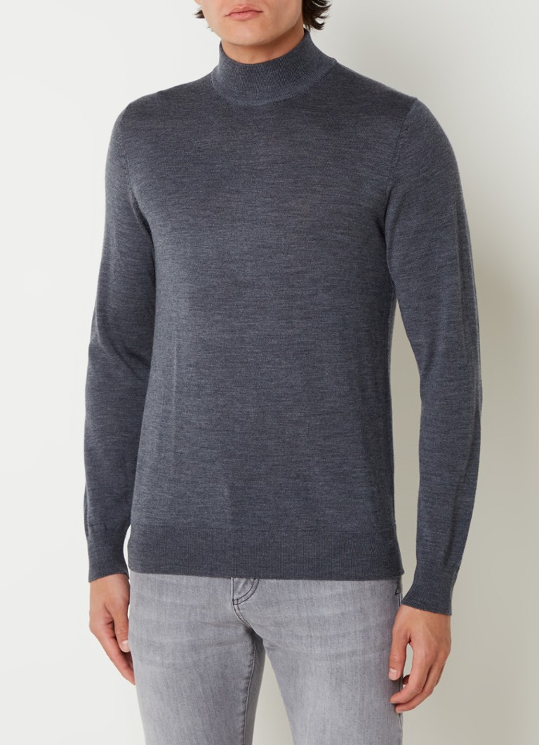 118235001 Cavallaro heren blauw coltrui merino wol mid blue melange