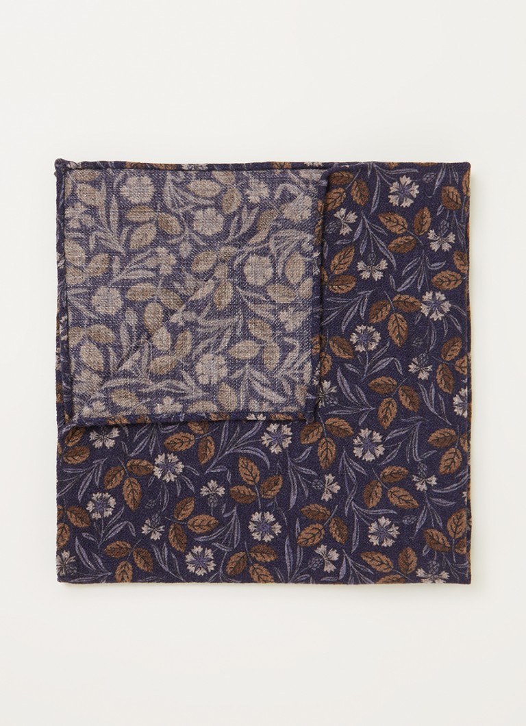 Profuomo - Pochet van wol met print - Donkerblauw