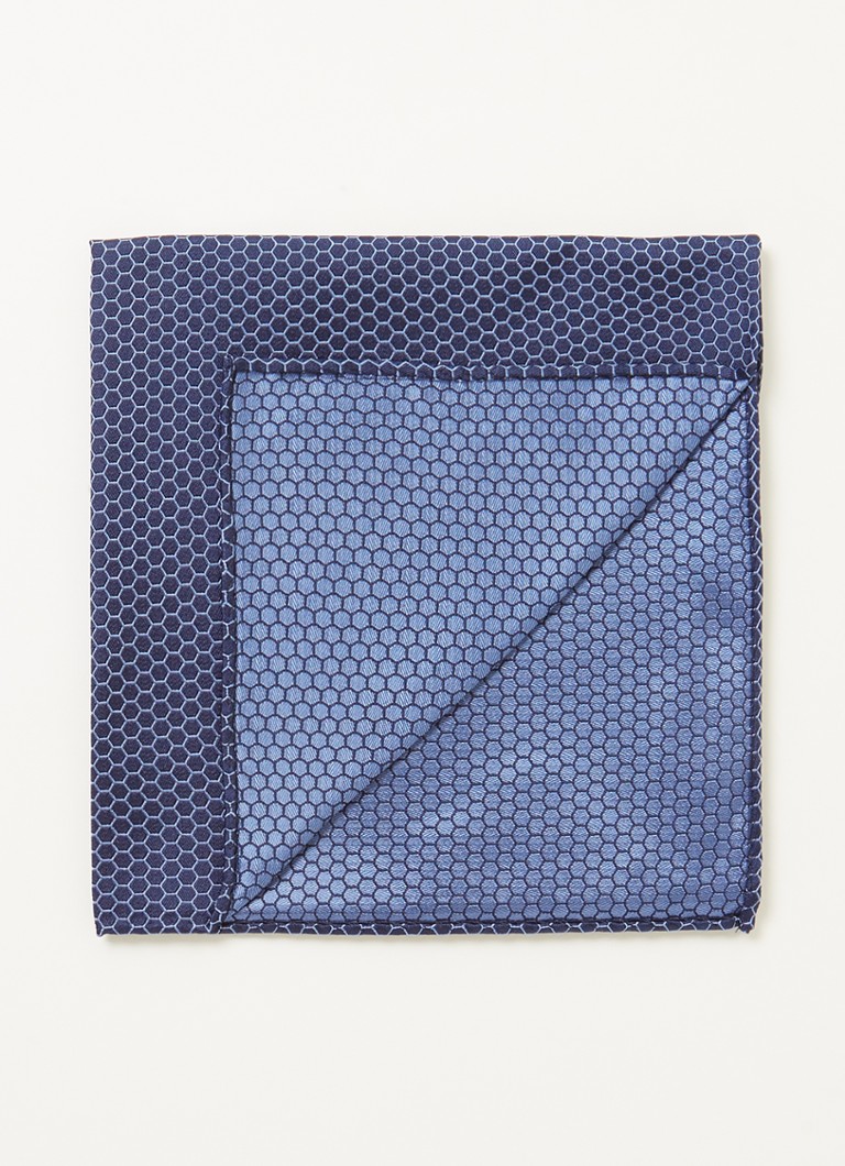 Profuomo - Pochet van zijde met grafische print  - Donkerblauw
