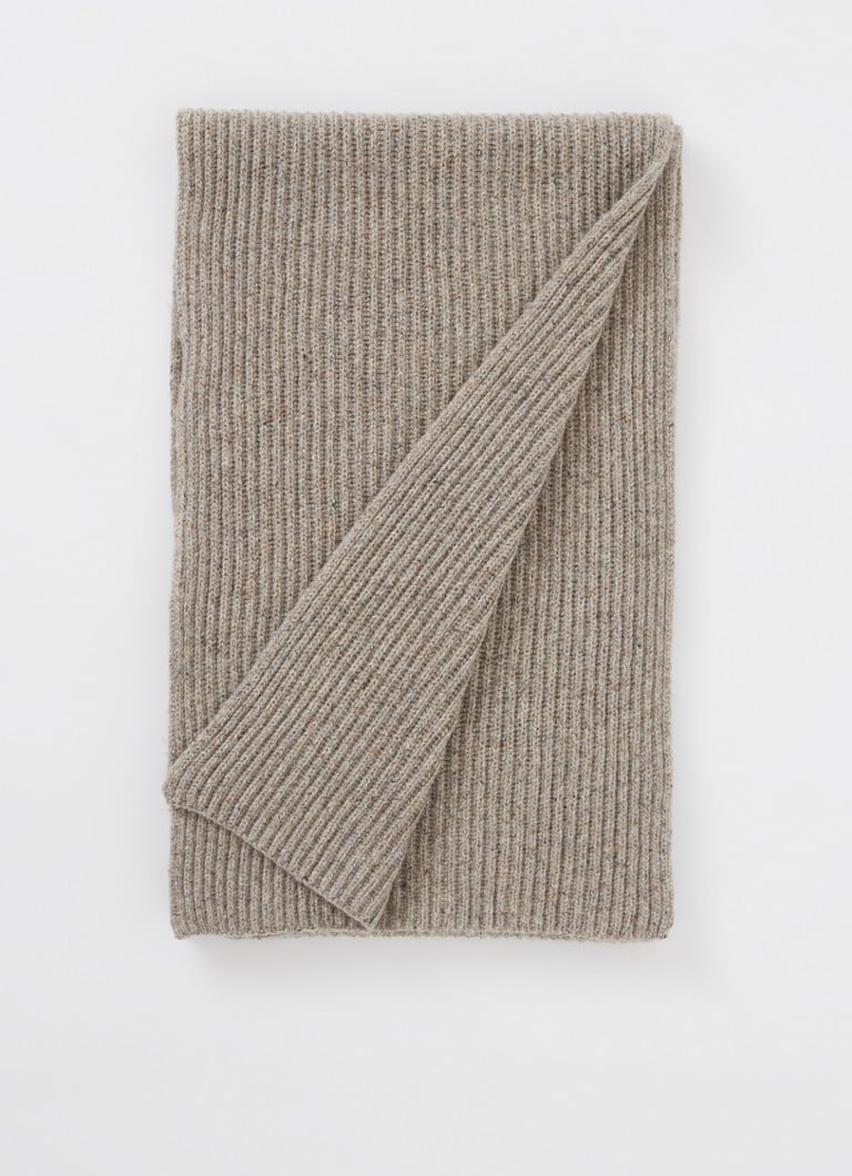 Profuomo - Ribgebreide sjaal in zijdeblend 190 x 30 cm - Zand