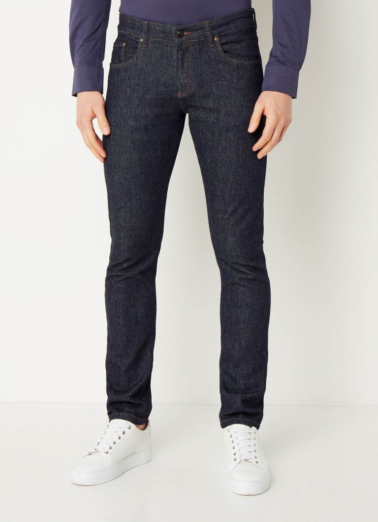 Profuomo - Slim fit jeans met donkere wassing - Indigo