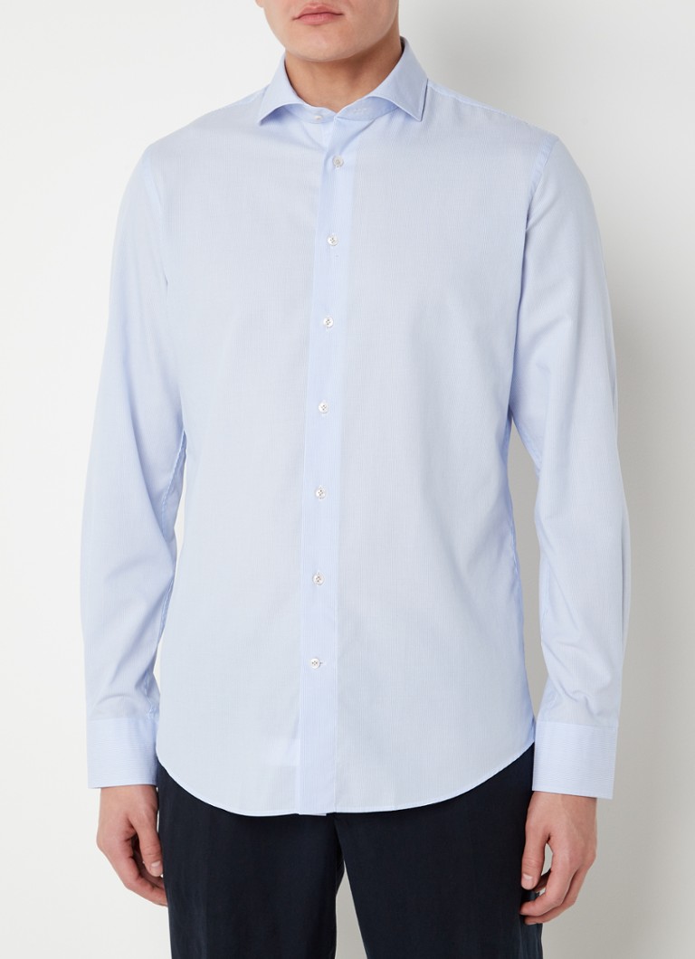 Profuomo - Slim fit overhemd met streepprint - Lichtblauw