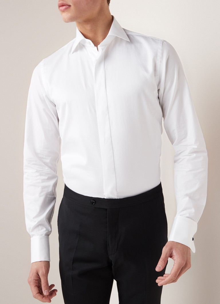 Profuomo - Slim fit overhemd van katoen - Wit