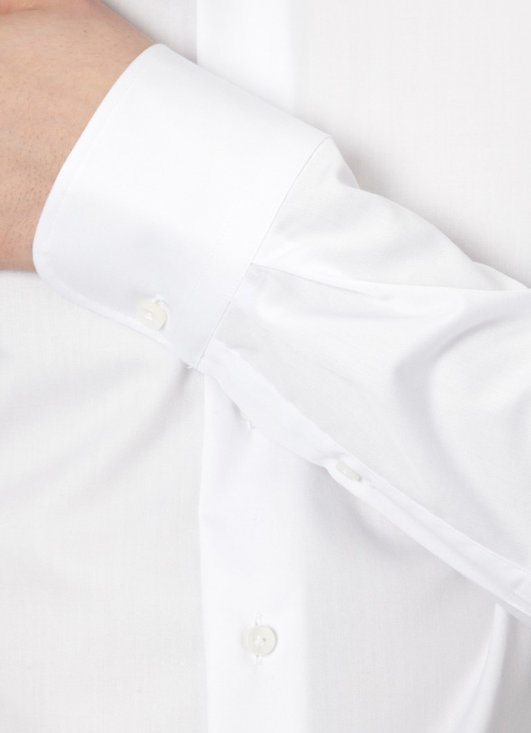 Profuomo Slim strijkvrij overhemd • Wit Bijenkorf