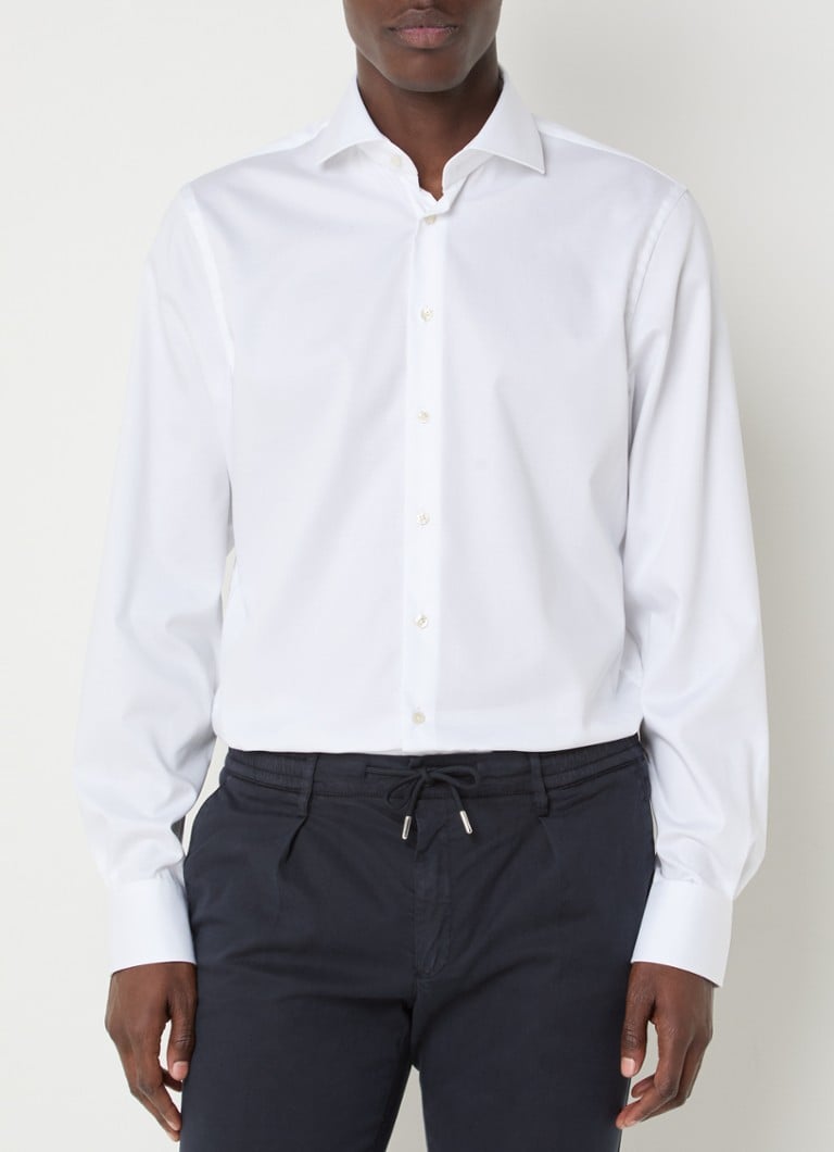 Profuomo - Strijkvrij regular fit overhemd - Wit