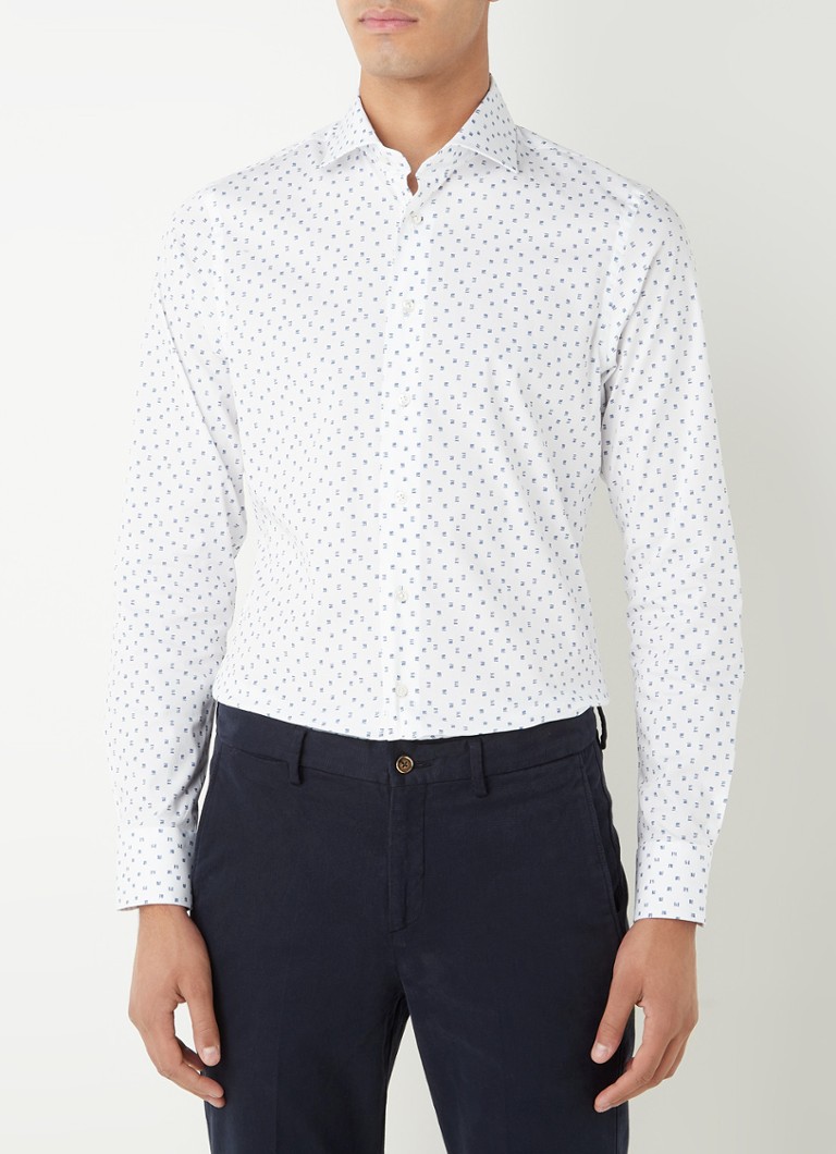 Profuomo - Super slim fit overhemd met print - Wit