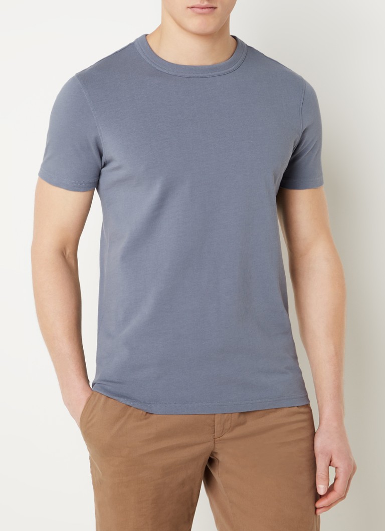 Profuomo - T-shirt met stretch - Staalblauw