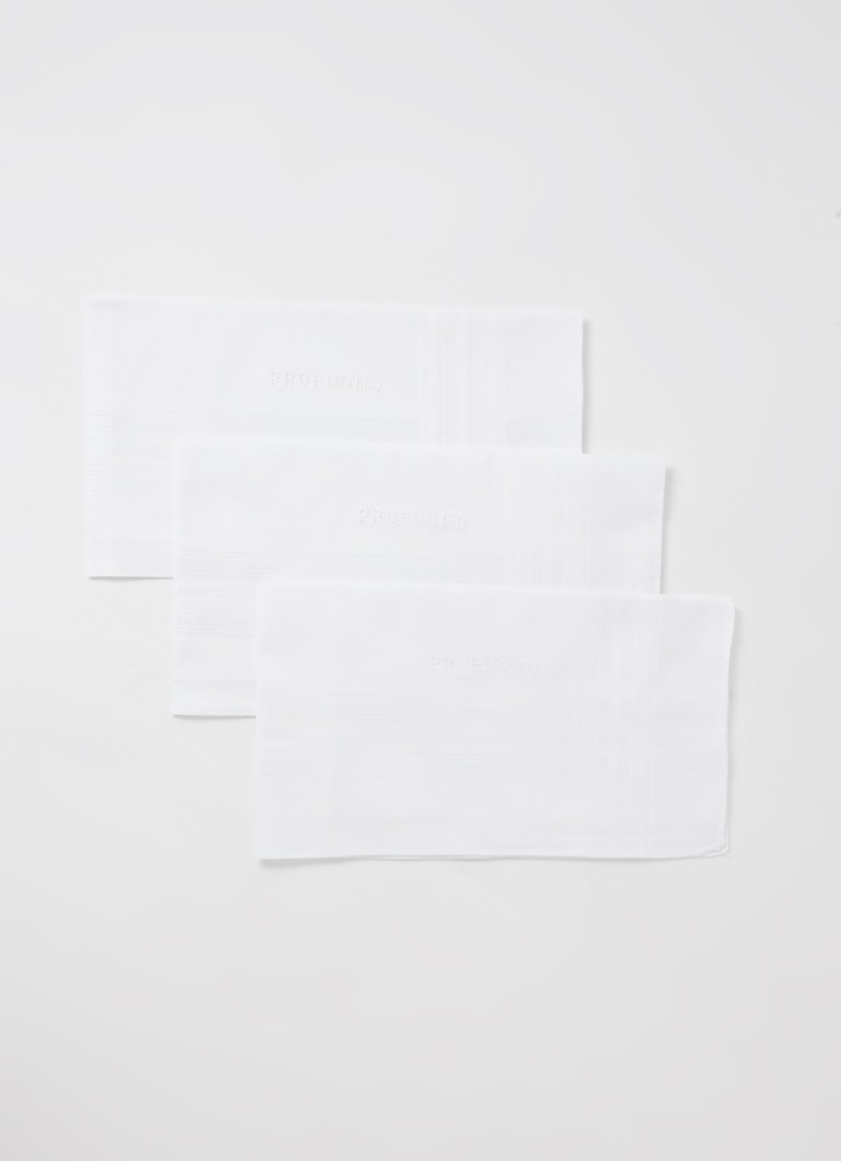 Profuomo - Zakdoek set van 3 - Wit