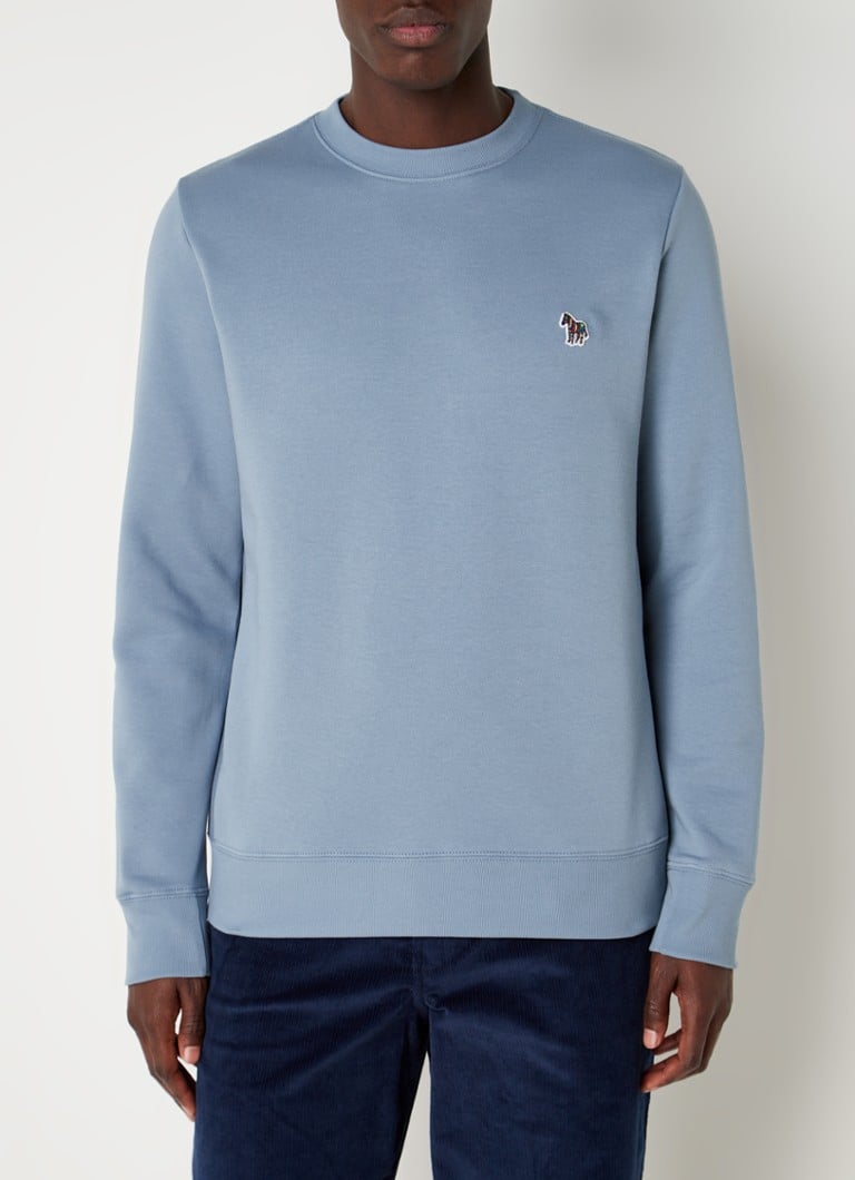 PS Paul Smith - Sweater van biologisch katoen met logo - Staalblauw