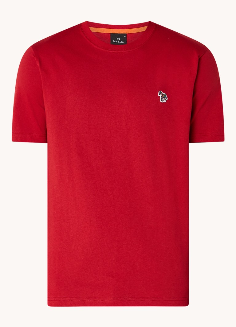 wekelijks Strak merk op PS Paul Smith Zebra T-shirt van biologisch katoen met logoborduring •  Donkerrood • de Bijenkorf