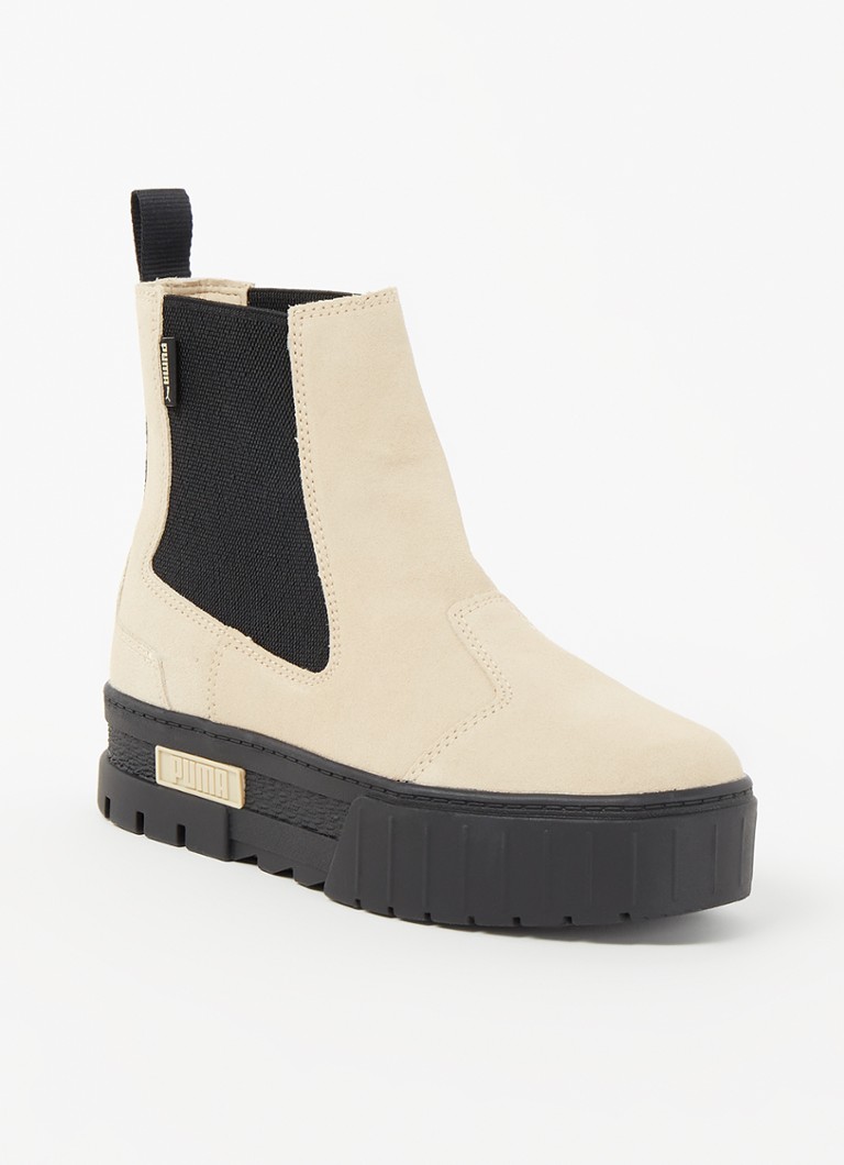 Puma Mayze chelsea boot van suède • Creme • de Bijenkorf