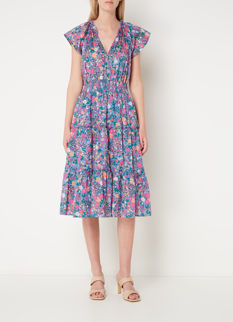 Dames katoenen jurk met 3/4 mouwen, casual Hawaiiaanse