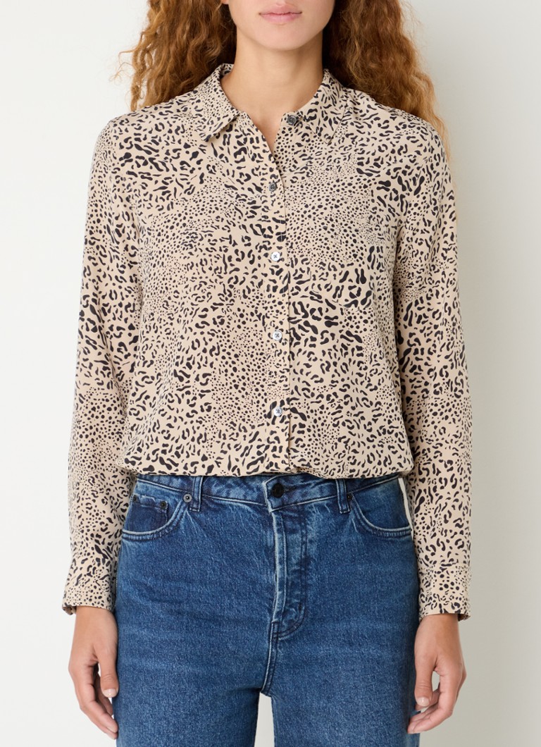 Rails - Kate blouse van zijde met panterprint - Beige