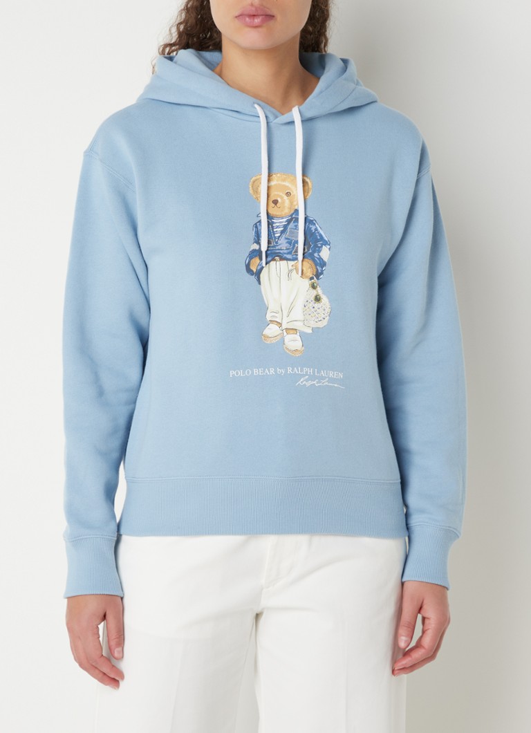 Ralph Lauren - Bear hoodie met print - Lichtblauw