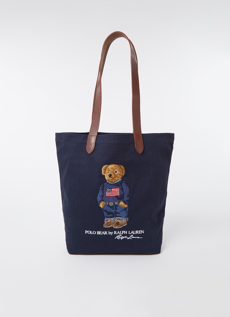 Ralph Lauren - Bear shopper met leren details - Donkerblauw