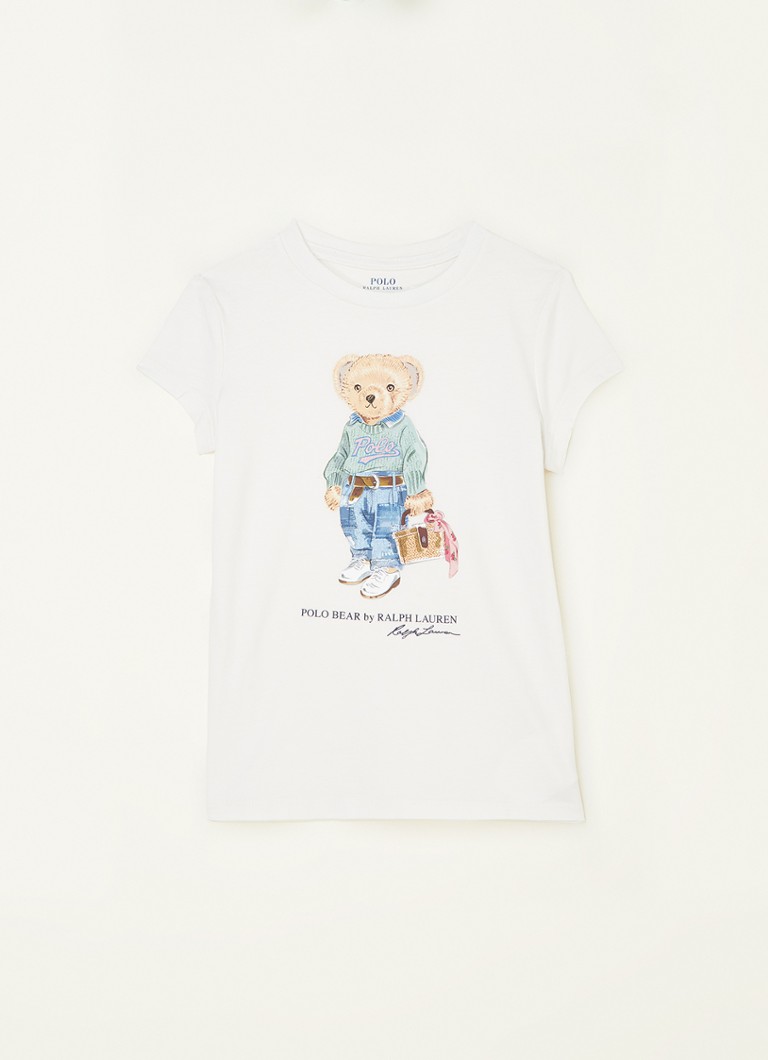 Ralph Lauren - Bear T-shirt met print - Gebroken wit