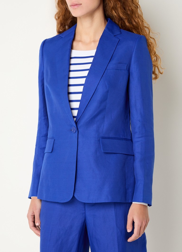 Ralph Lauren - Blazer in linnenblend met borstzak - Kobaltblauw
