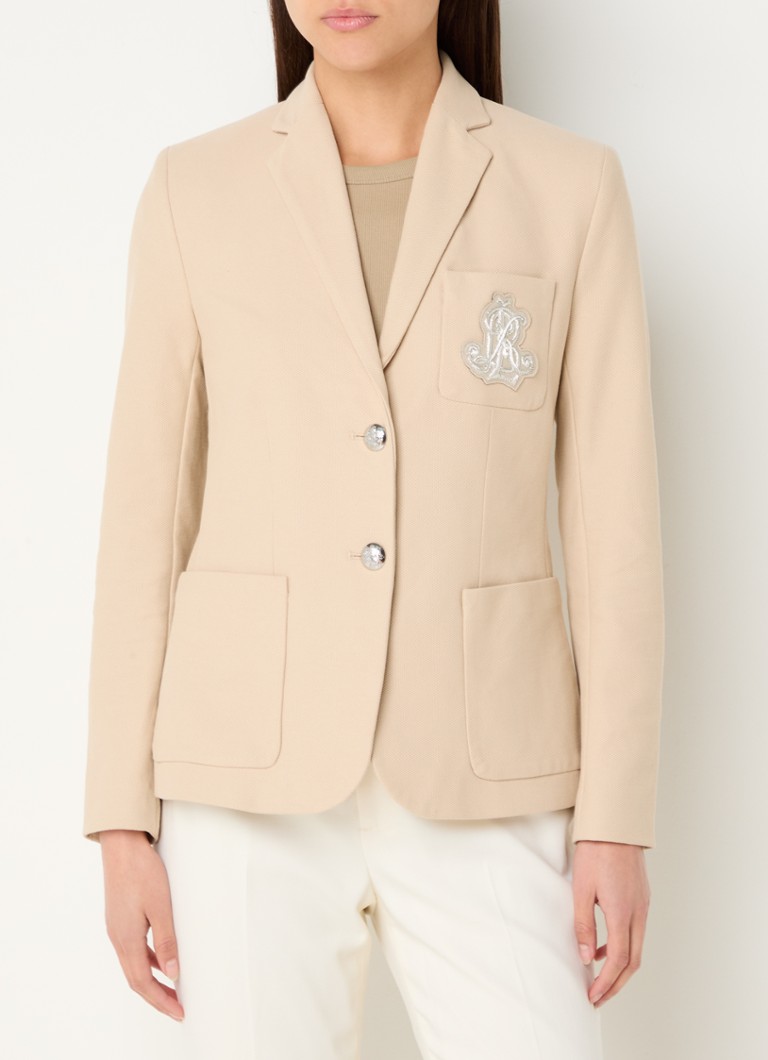 Ralph Lauren - Blazer van piqué katoen met metallic logoborduring - Explorer Sand / Zand