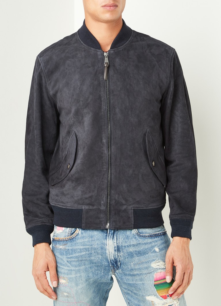 Ralph Lauren - Bomberjack van geitensuède met klepzakken - Collection Navy