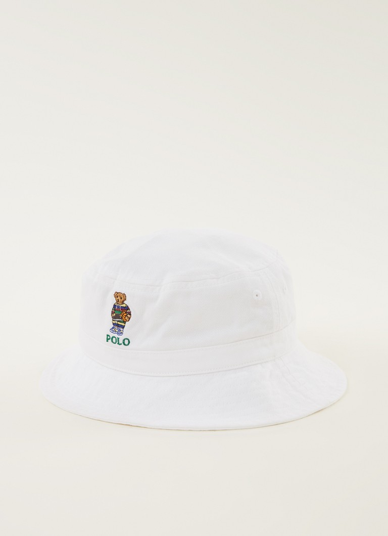 Ralph Lauren - Bucket hoed met borduring - Wit