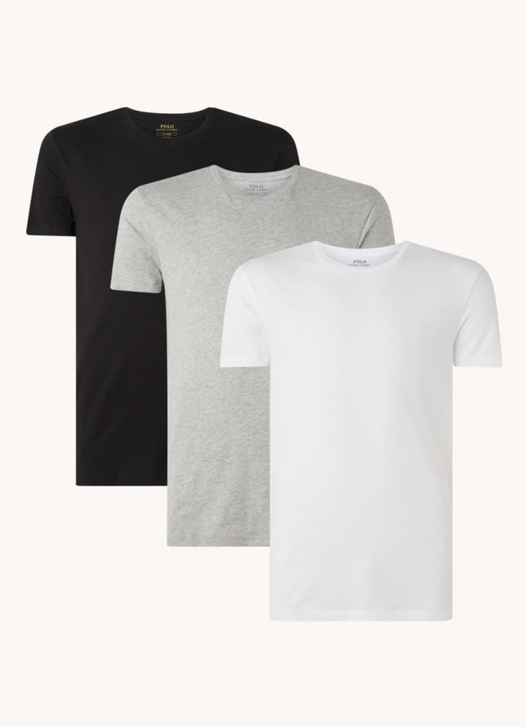 Ralph Lauren - Classic Crew T-shirt in 3-pack - Lichtgrijs
