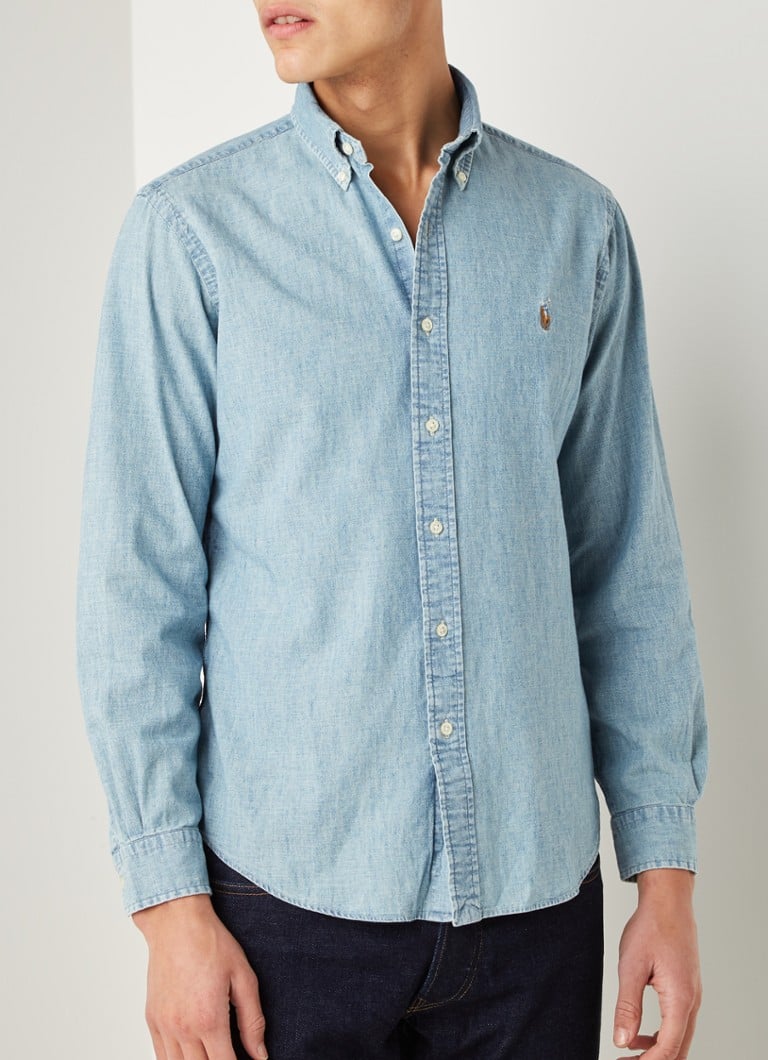 Ralph Lauren - Custom fit button down-overhemd van denim - Indigo