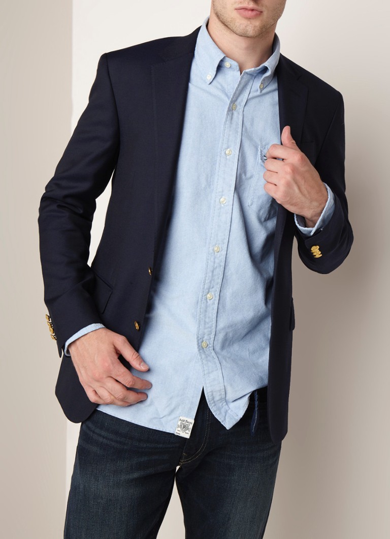 Ralph Lauren - Custom fit colbert van wol met metallic knopen - Donkerblauw