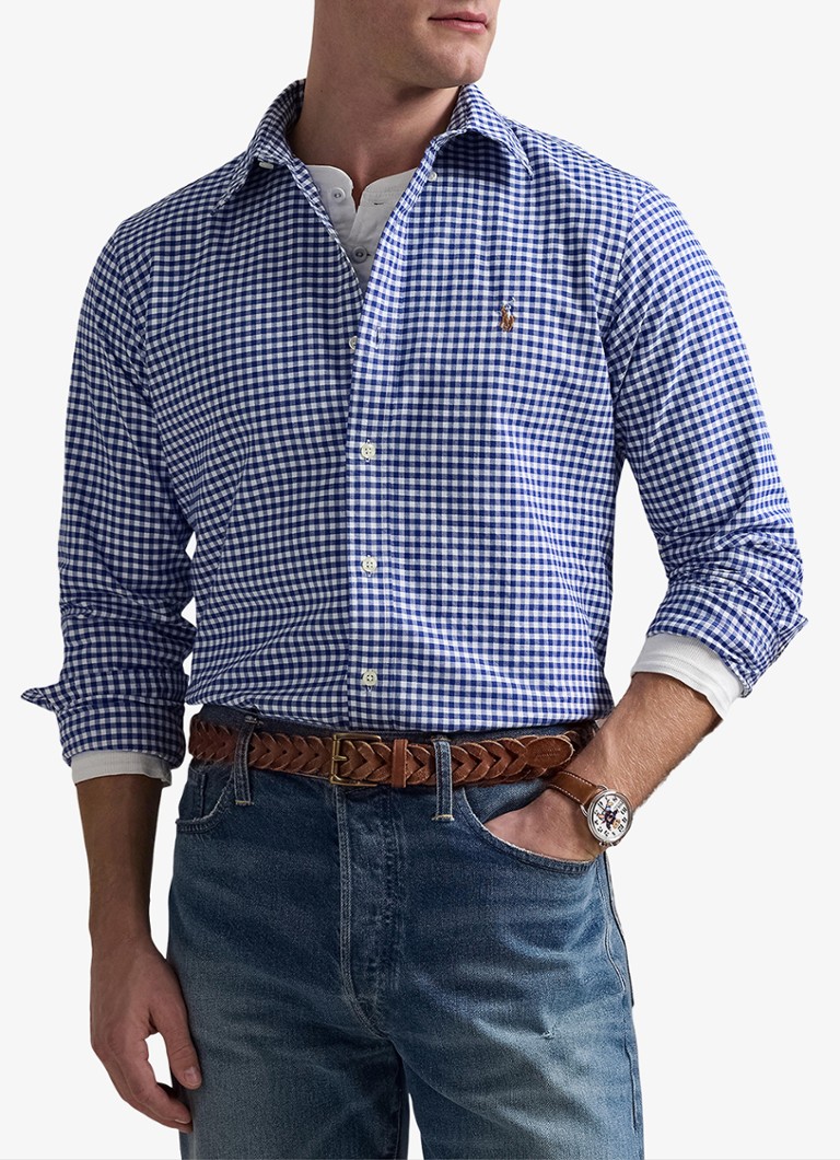 Ralph Lauren - Custom fit overhemd met logoborduring - Blue/White Gingham