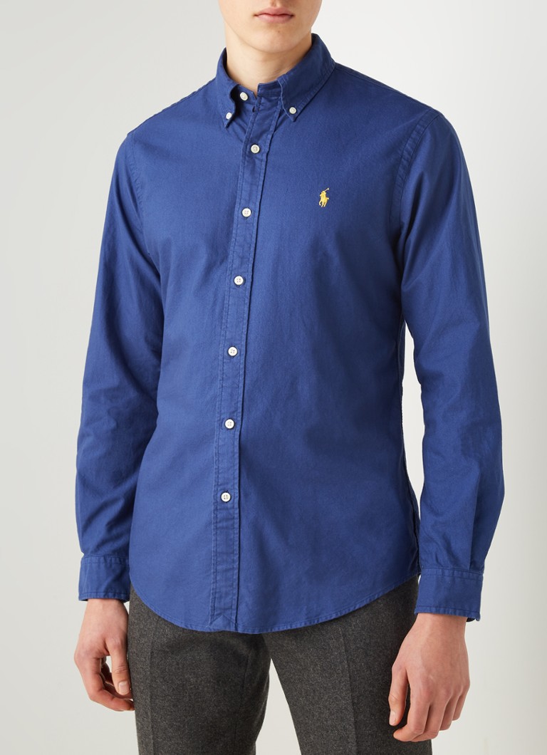 Ralph Lauren Custom fit overhemd met logoborduring • Annapolis Blue ...