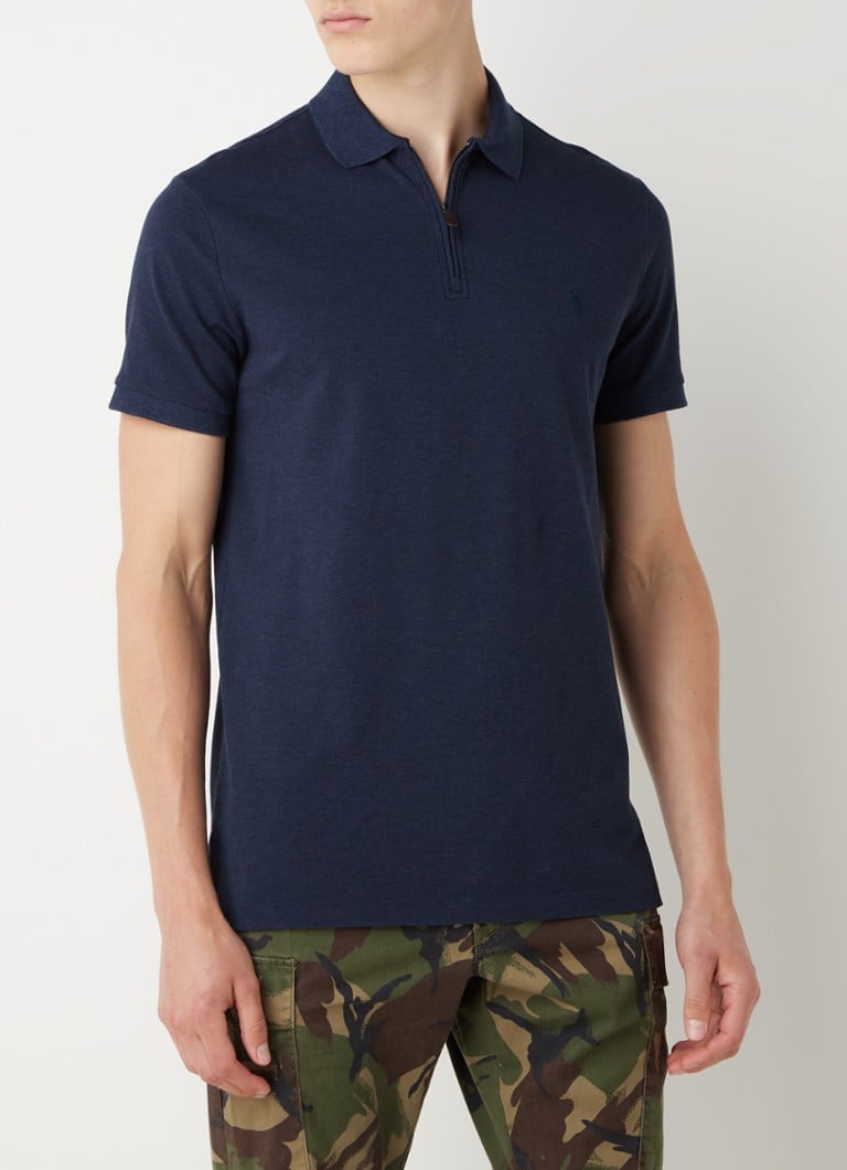 Ralph Lauren Custom Slim Fit Polo Met Halve Rits • Refined Navy C7587 • De Bijenkorf