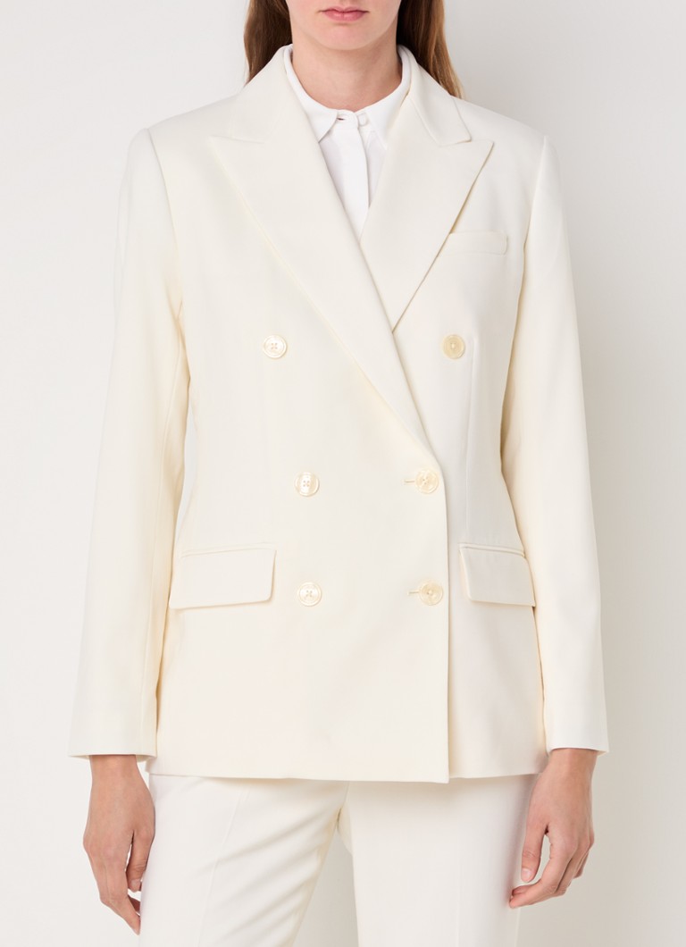 Ralph Lauren - Double-breasted blazer van wol met klepzakken - Creme