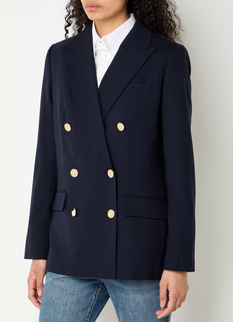 Ralph Lauren - Double-breasted blazer van wol met klepzakken - Donkerblauw