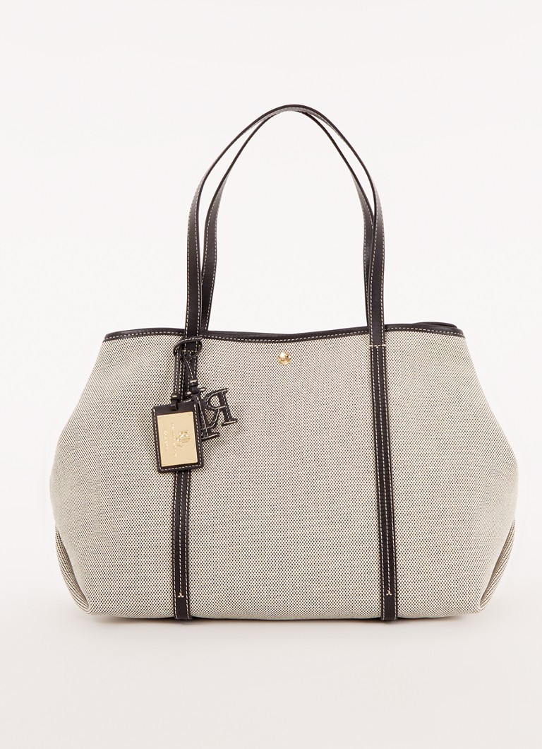 Ralph Lauren - Emerie Extra Large shopper van canvas met leren details - Zwart