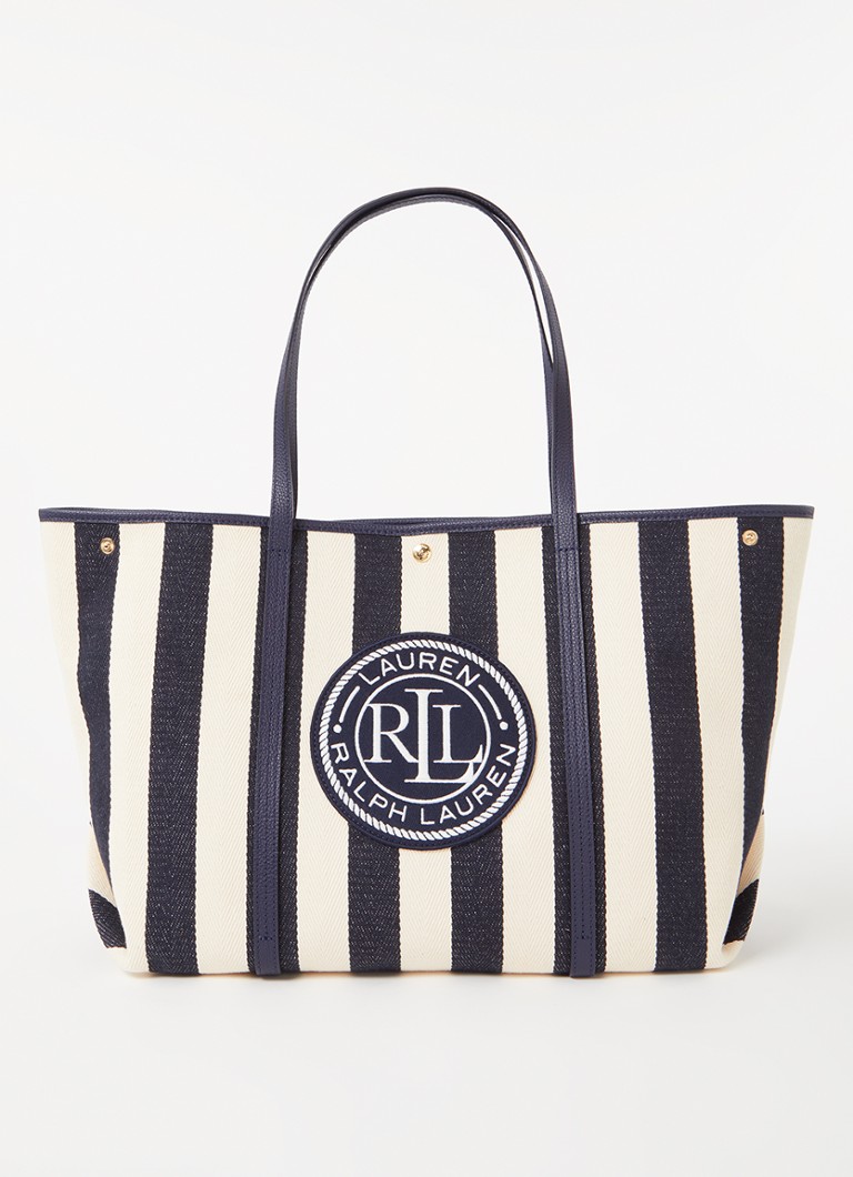 Ralph Lauren - Emerie Extra Large shopper van canvas met leren details - Donkerblauw