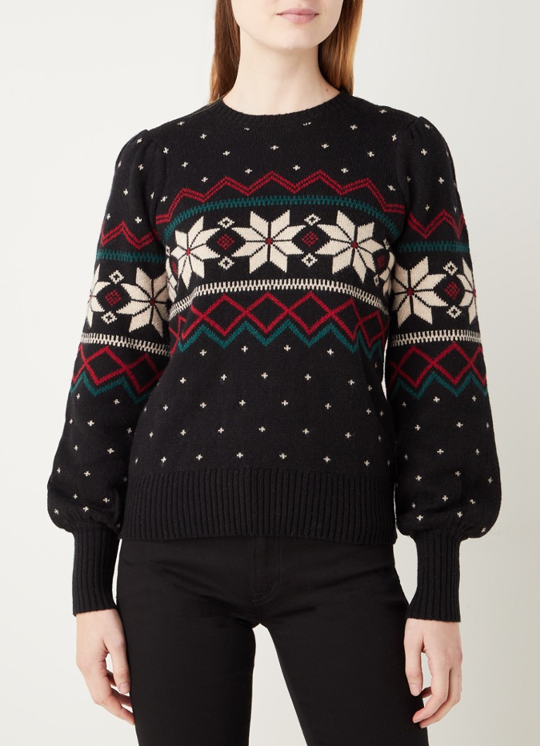 Ralph Lauren - Fijngebreide trui van wol met ingebreid patroon - Zwart