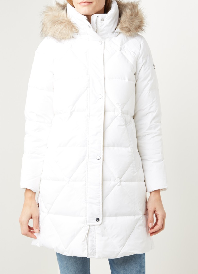 Ralph Lauren - Gewatteerde jas met donsvulling en imitatiebontkraag - Wit