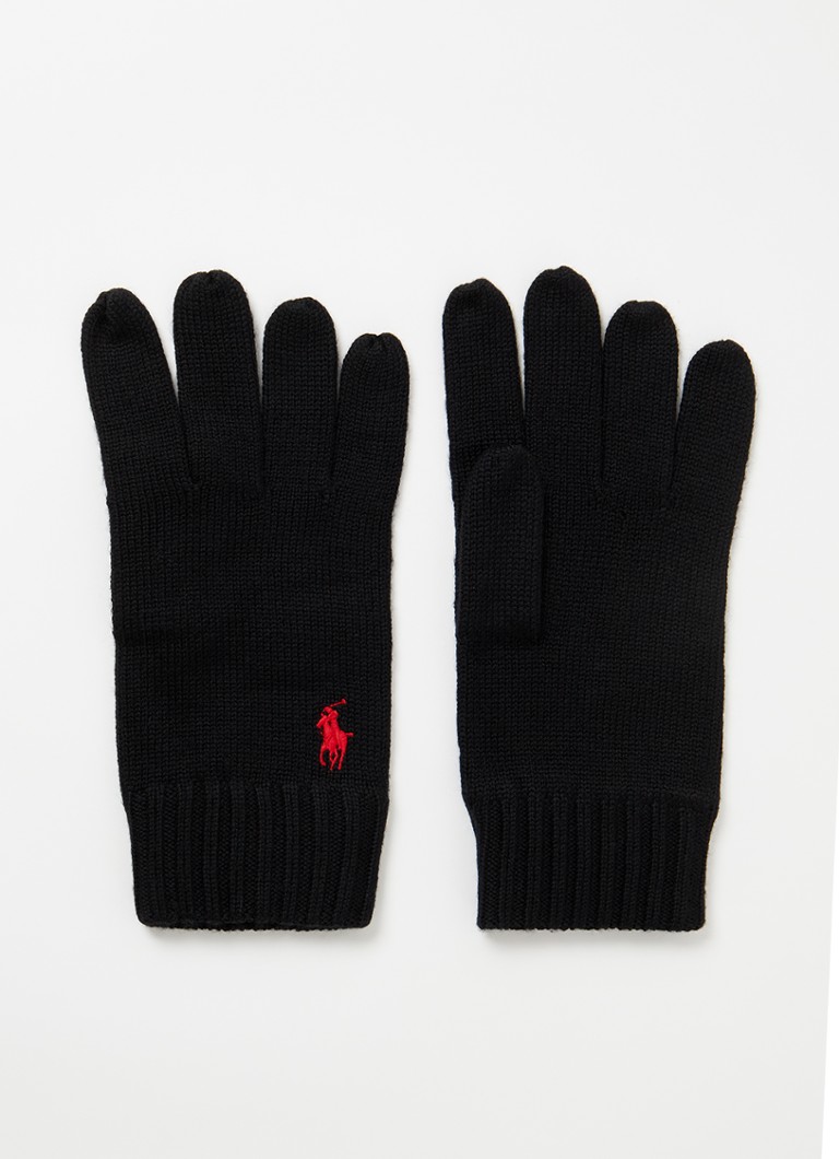 Ralph Lauren - Handschoenen van wol met logoborduring - Zwart