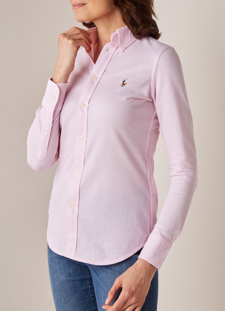 Ralph Lauren - Heidi Oxford blouse van piqué katoen  - Lichtroze