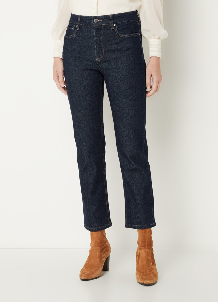 Ralph Lauren - High waist straight leg cropped jeans met donkere wassing - Indigo