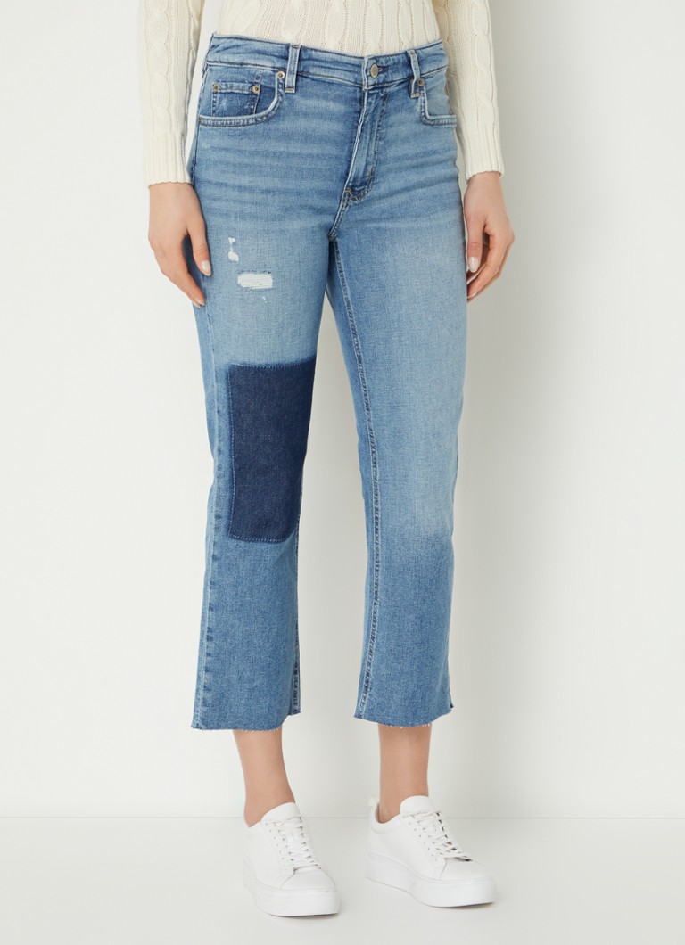 Ralph Lauren High waist straight leg cropped jeans met patchwork ...