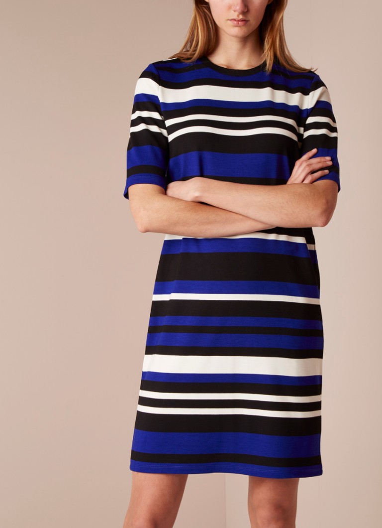 Ralph Lauren - Jersey midi jurk met streepdessin - Kobaltblauw